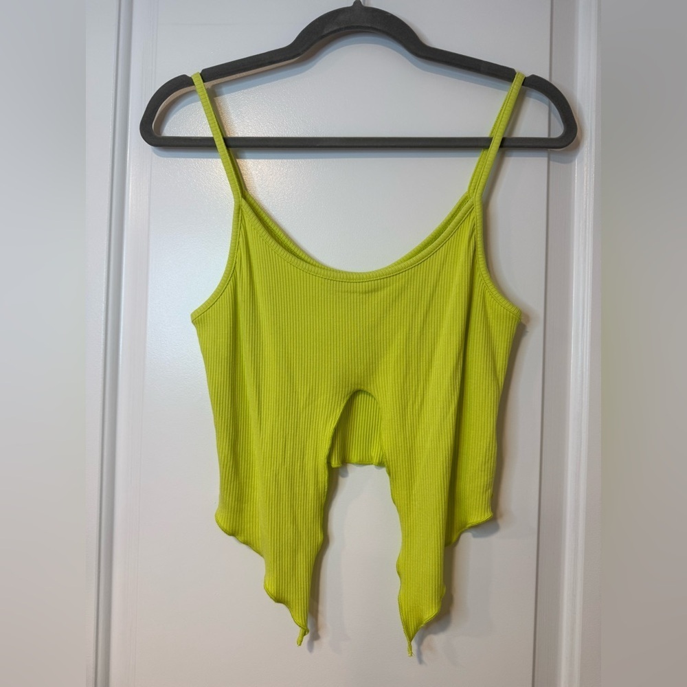 Urban Outfitters UO Bright Yellow/ Green Halter top Size L - Picture 3 of 4